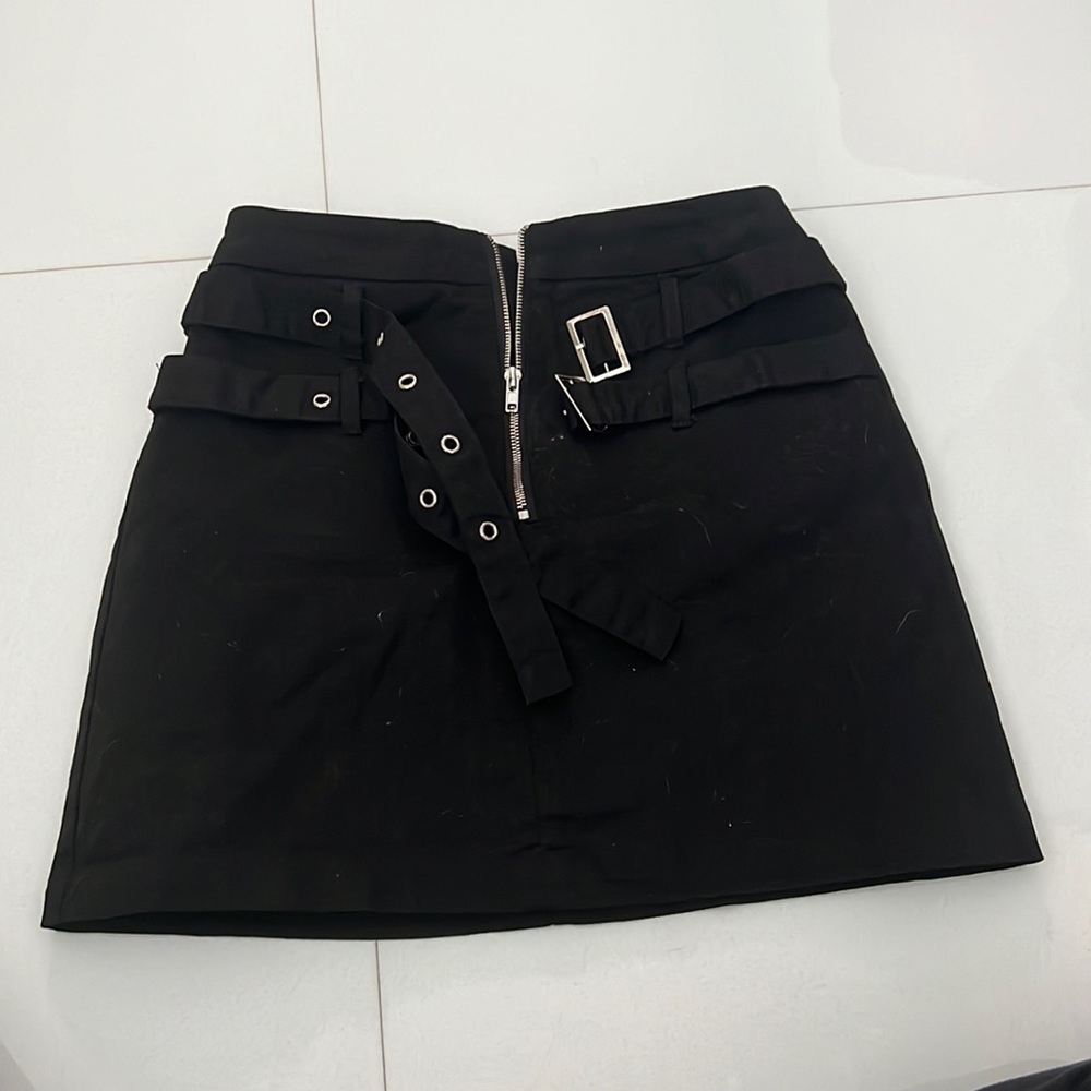 Black cargo mini skirt